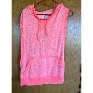 Lorna Jane ACTIVE coral sleeveless hooded top. Women's size L